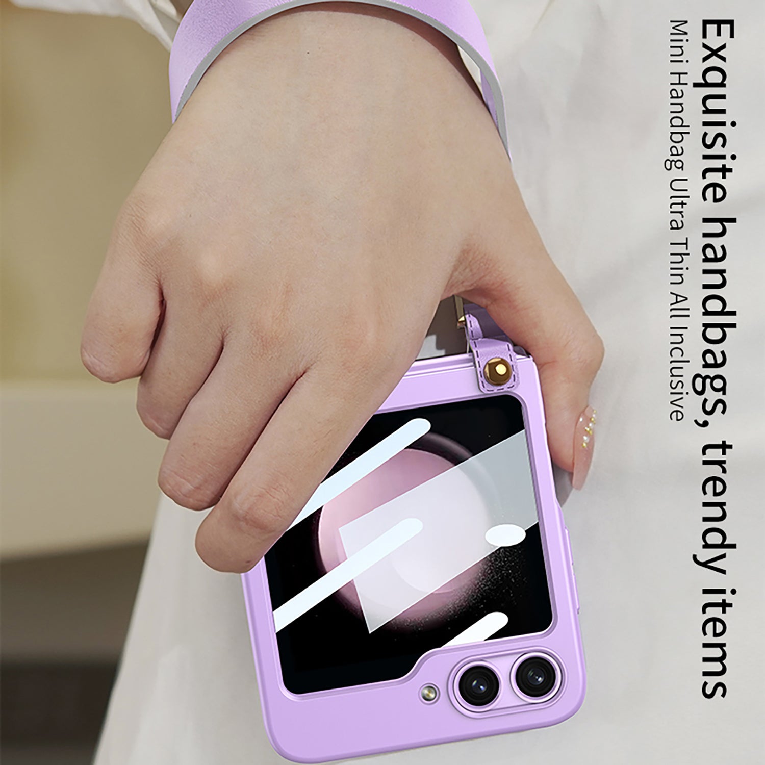 GKK For Samsung Galaxy Z Flip5 5G Hand Strap PC Phone Case Ultra Thin Protective Phone Cover with Integrated Small Screen Film GKK For Samsung Galaxy Z Flip5 5G Hand Strap PC Phone Case Ultra Thin Protective Phone Cover with Integrated Small Screen Film